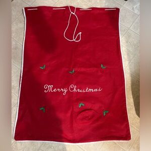 Holiday “Merry Christmas” Giant Red Felt Gift Bag with Holly & Ornament Accents